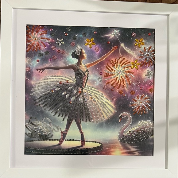 Elegant Ballerina Art Print with Swans 12*12”